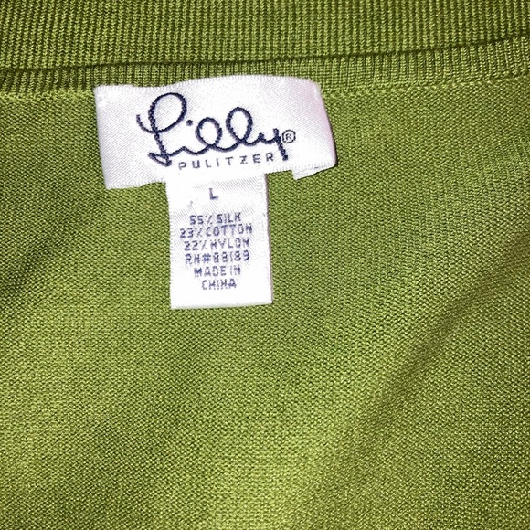 Lilly Pulitzer Green Silk Blend V Neck Cardigan and Sleeveless Shell Set L - Picture 9 of 9